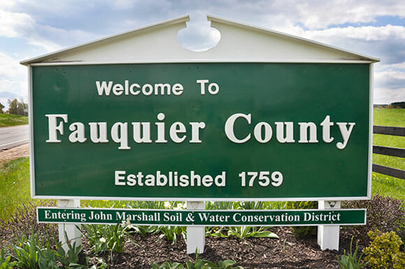 Fauquier Bar Association - sign at county entrance for Contact page